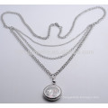 2015 hot sell floating locket long silver necklace